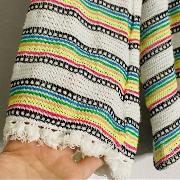 Gypsy Warrior rainbow stripe open weave pullover medium women’s top - Picture 2 of 5